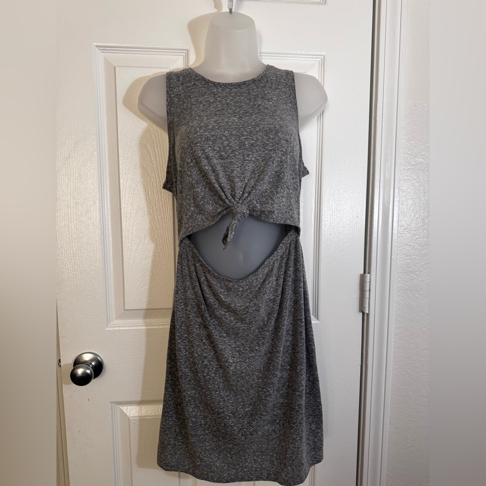 Aerie Charcoal Backless Knotted Dress